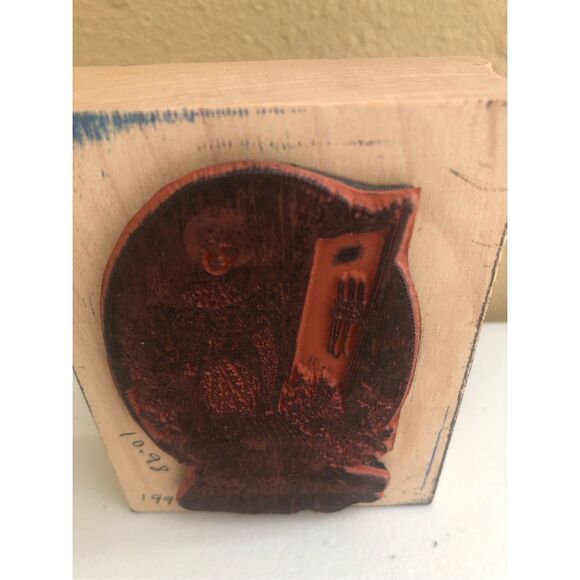 Francisco Rubber Stamp Gothic Lady with Candles Oval 1992 Vintage Wood Mounted - Picture 6 of 13